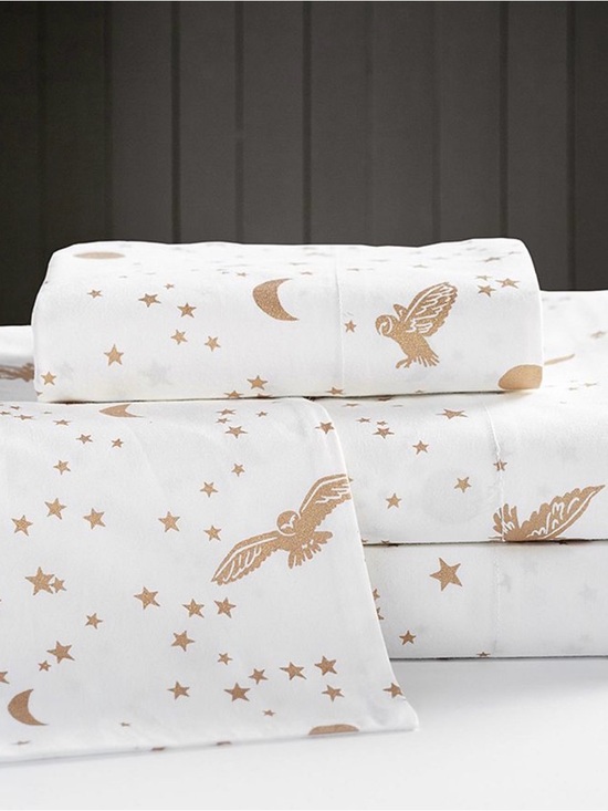 Pottery Barn Other - Pottery Barn Cream Sheets with Gold Owl, Star & Moon Print Harry Potter